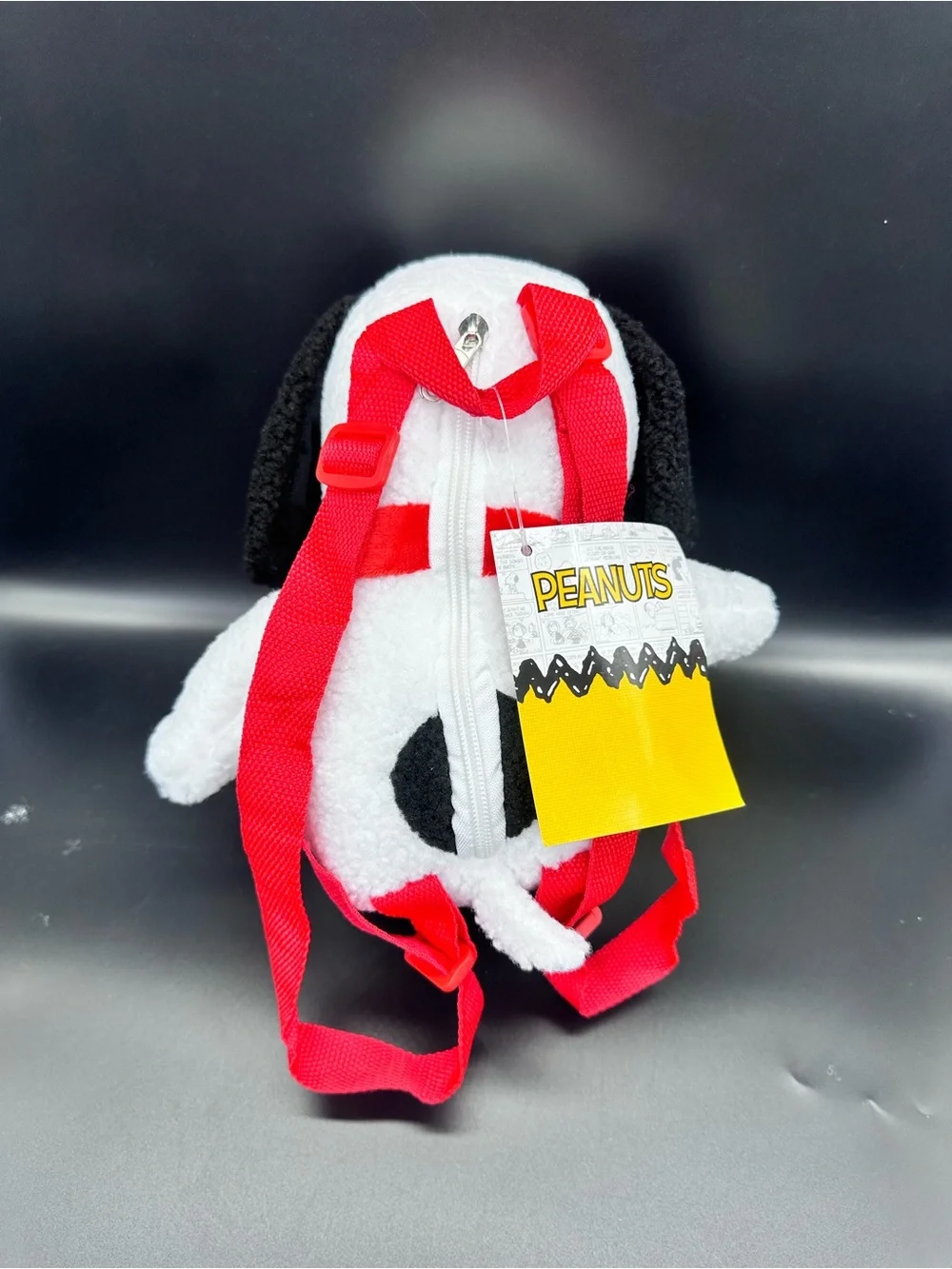 Snoopy Plushie Backpack Shoulder Bag White Black Sherpa Fleece Stuffed Animal